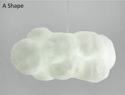 A soft off-white fabric cloud ceiling chandelier with textured surface for bedroom pendant lighting