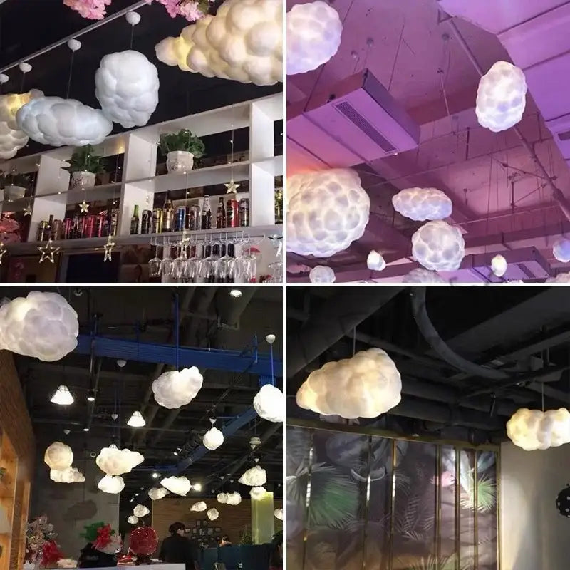 Soft white cloud ceiling chandelier pendant light with plush fabric exterior and subtle internal glow for bedroom use