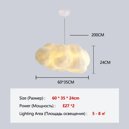 Fluffy white cloud chandelier pendant light with soft glowing textured surface and warm yellow illumination for dining room decorbites cloud chandelier