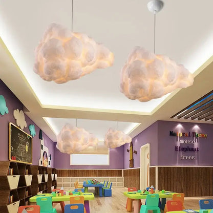 Soft fluffy white cloud chandelier pendant light for dining room by decorbites with elegant cloud design