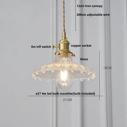 Fluted clear glass pendant light with brass finish featuring scalloped edges and decorbites clear glass nordic design