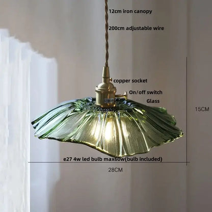 Green glass pendant light with copper socket and adjustable wire for kitchen dining decorbites clear glass nordic style