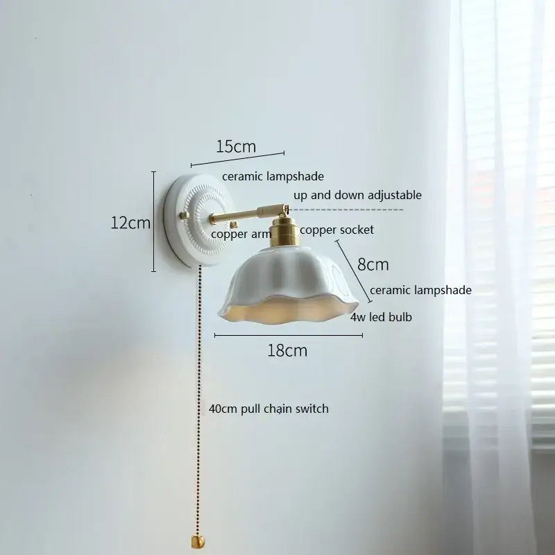 Fluted cream ceramic wall lamp with brass accents and adjustable white ceramic lampshade for decorbites ceramic wall design
