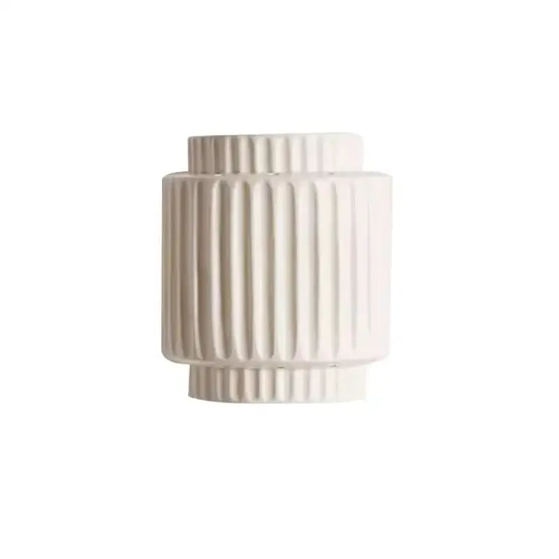 Cream-colored ceramic fluted wall lamp with vertical ridges for bedroom decorbites cream white led wall lamp