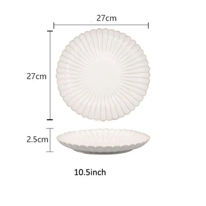 White ceramic dinnerware set plate with scalloped sunburst pattern 27cm diameter decorbites ceramic white glaze