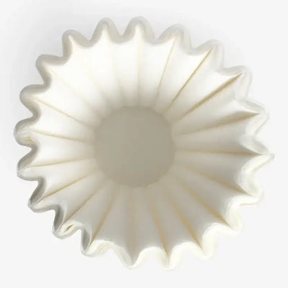Fluted white disposable paper coffee filters with circular design for decorbites coffee filters kitchen basket style use