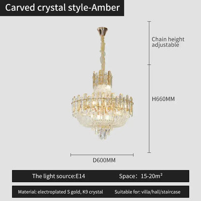 French bead chain crystal chandelier with carved amber k9 crystals and electroplated gold accents for dining room decorbites french bead