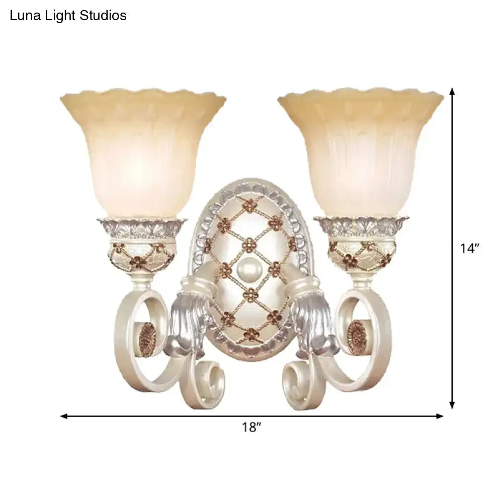 French country gold wall sconce with opaline glass and frosted beige shades in antique silver for living room gold light