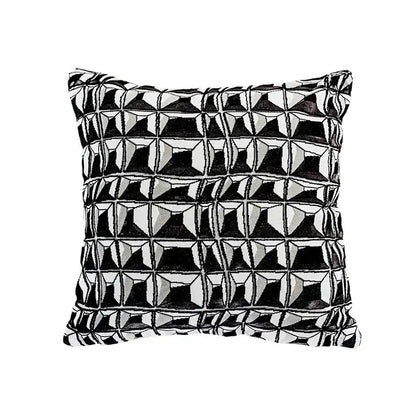 Black and white geometric patterned french cream bubble cushion cover with textured quilted design for living room decorbites