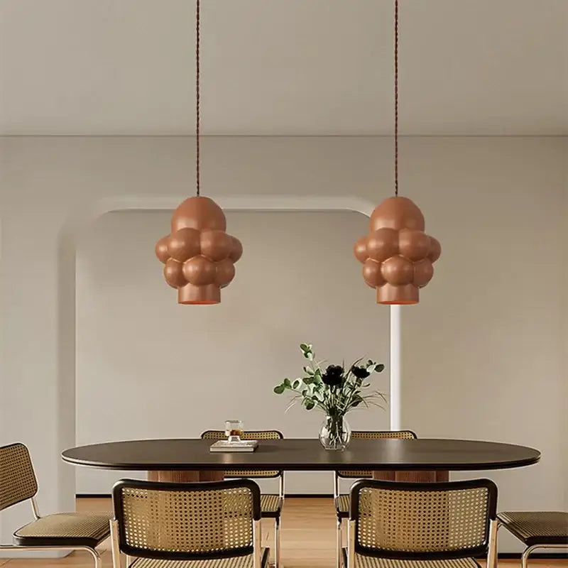 Copper-colored bubble-cluster pendant lights with modern design for dining room decorbites french creamy wind collection