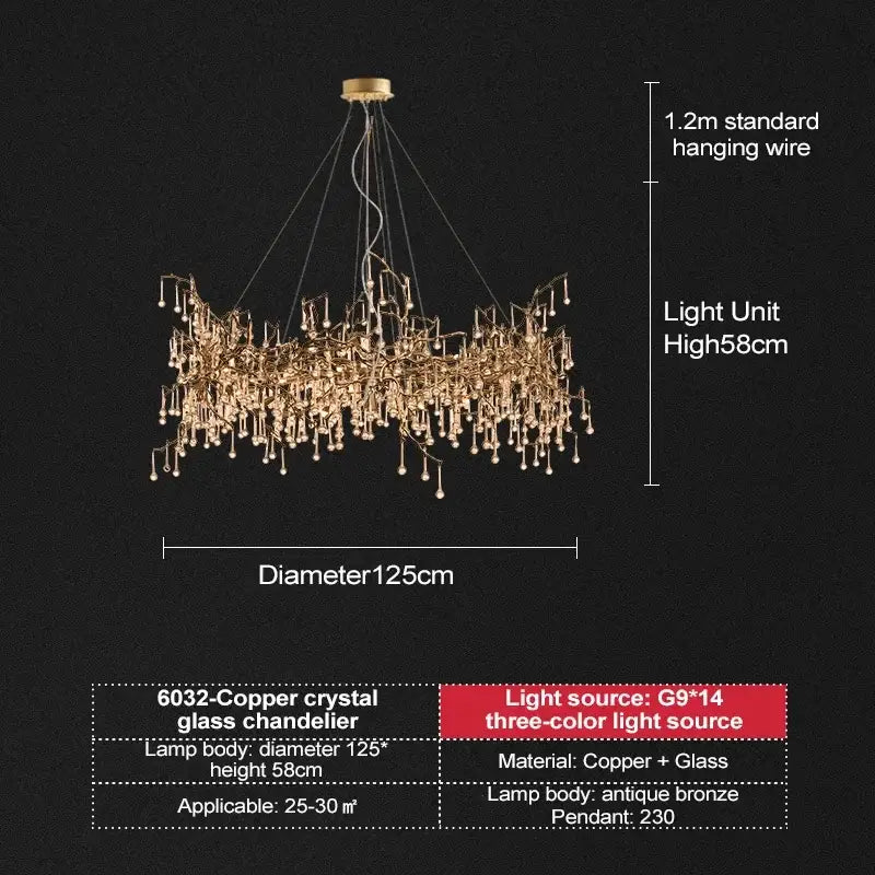 A 125cm diameter copper crystal french crystal chandelier with antique bronze finish and clear pendants for dining room decorbites French crystal chandelier