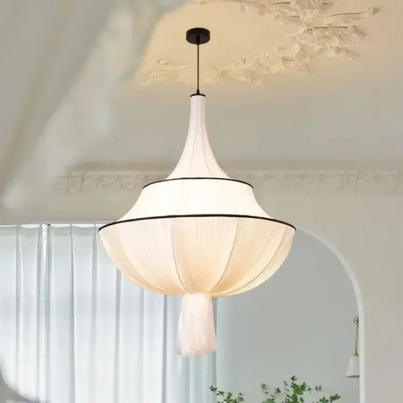 White fabric draped decorbites creamy e27 pendant light with black trim and tassel for creamy e27 foyer chandelier