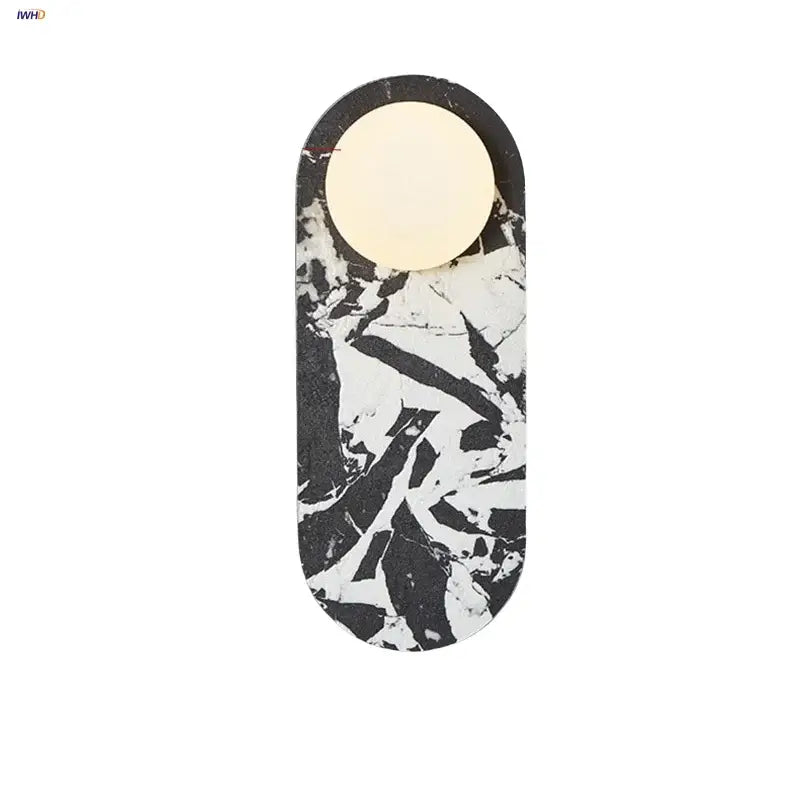 French luxury black and white marble led wall light with circular warm-toned light fixture for bedroom decorbites led wall sconce