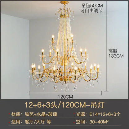 Golden decorbites french pearl chandelier with intricate wrought iron arms and cascading crystal beads for living room decor