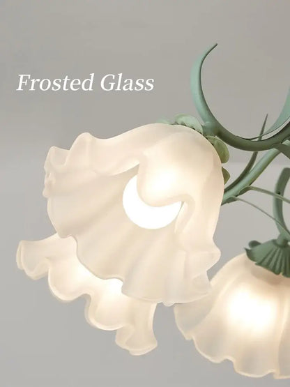 Frosted glass lampshade with ruffled edges and creamy white finish for french retro led flower chandelier decorbites french retro
