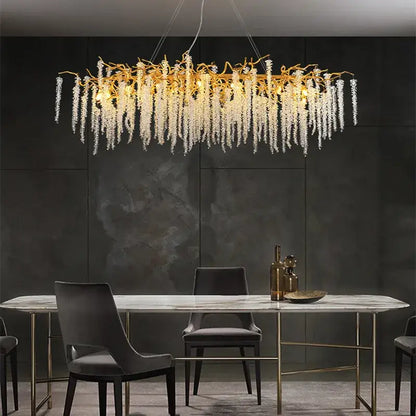 French romantic gold crystal branch chandelier with cascading clear crystal droplets by decorbites crystal branch decor