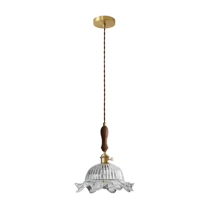 French style pendant light featuring a clear glass led fluted design with brass accents for dining room decorbites clear glass