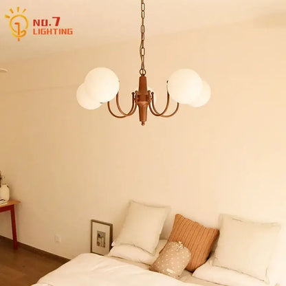 Antique brass finished french vintage iron pendant light chandelier with five frosted glass shades by decorbites