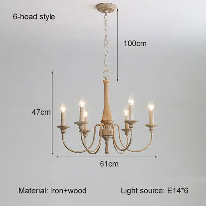 A french vintage wooden chandelier with six distressed white iron and wood lights for dining room decorbites french vintage