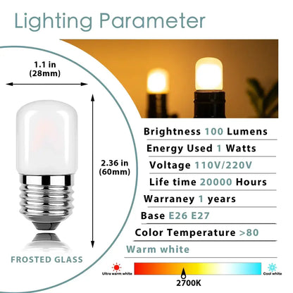 Frosted dimmable tubular led light bulbs 10 pack with chrome e27 base emitting warm white light for kitchen use