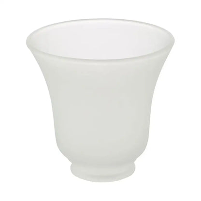 Frosted glass bell shades with a flared top and rounded base replacement for living room ceiling fans by decorbites