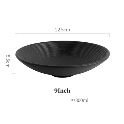 Black ceramic bowl with frosted glaze ridged texture 9 inch diameter from decorbites frosted glaze ceramic set of 4