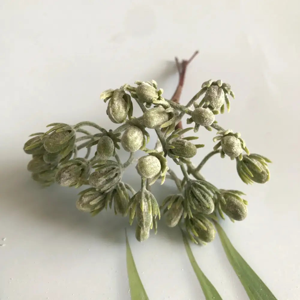 Frosted greenery berry stamen bundle with artificial green fuzzy berries and delicate stems for living room decorbites greenery berry decor