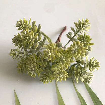 A frosted greenery berry stamen bundle with fuzzy textured artificial green leaves for living room decorbites greenery berry decor