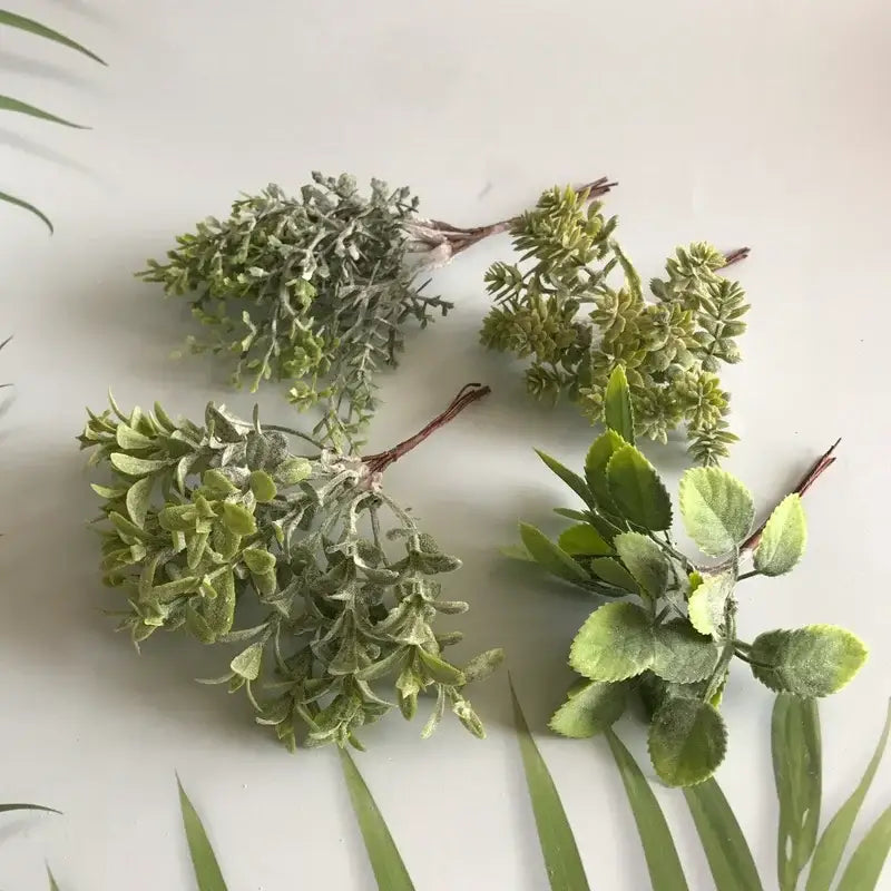 Artificial frosted greenery berry stamen bundle with textured green leaves and brown stems for living room decorbites greenery berry decor