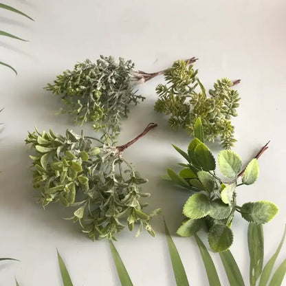 Artificial frosted greenery berry stamen bundle with textured green leaves and brown stems for living room decorbites greenery berry decor