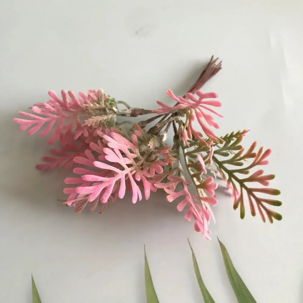 A delicate frosted greenery berry stamen bundle with soft pink and green synthetic leaves for living room decorbites decor
