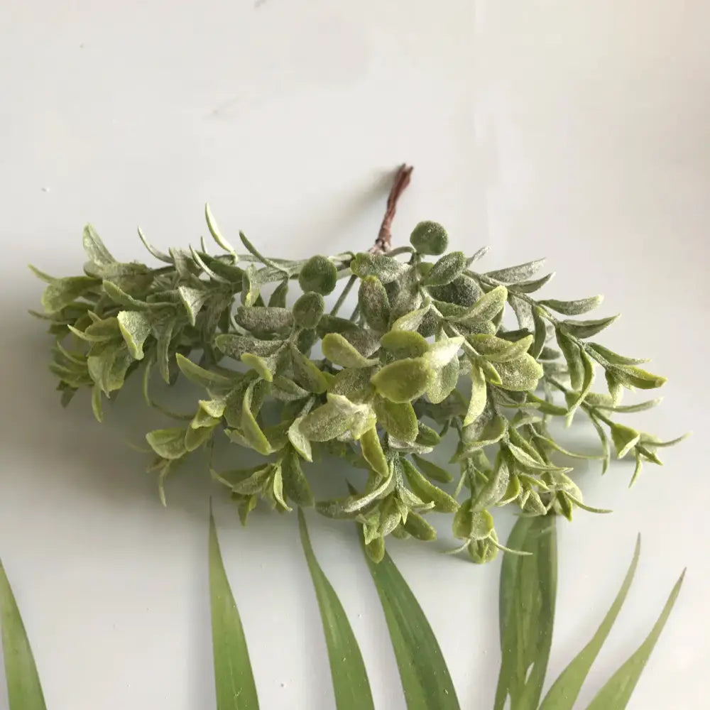 Frosted greenery berry stamen bundle featuring faux green foliage garland with delicate leafy branches for decorbites greenery berry decor