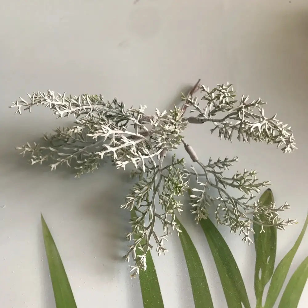 Silver-flecked artificial greenery berry stamen bundle with delicate feathery foliage for living room decorbites decor