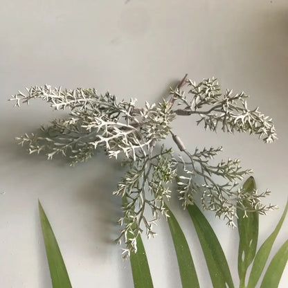 Silver-flecked artificial greenery berry stamen bundle with delicate feathery foliage for living room decorbites decor