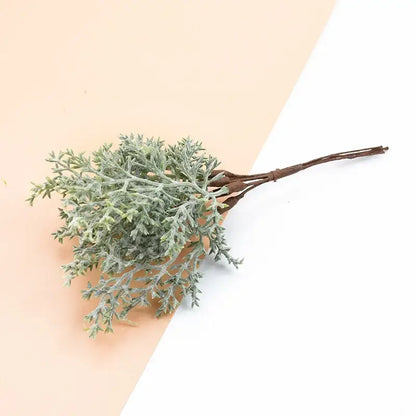 Faux sage greenery bundle with textured frosted leaves and brown stem in frosted silver and brown decorative artificial plants for living room decorbites decorative artificial use