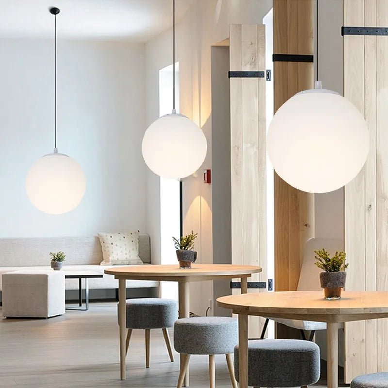 Frosted White Acrylic Globe Pendant Light - Decorbites