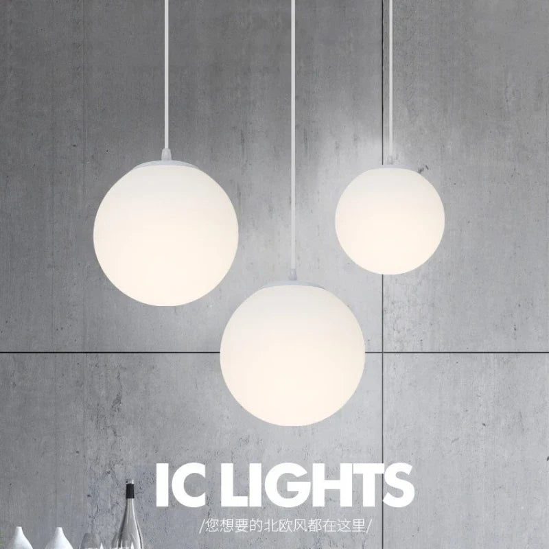 Frosted White Acrylic Globe Pendant Light - Decorbites