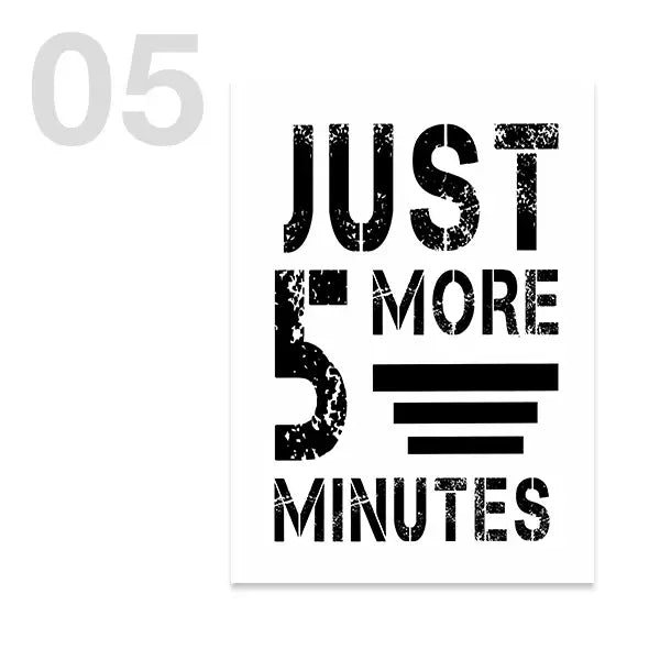 DecorBites™ black and white game controller wall art featuring distressed typography with just 5 more minutes text