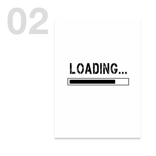 DecorBites™ black and white game controller wall art featuring a black loading graphic on a white game background