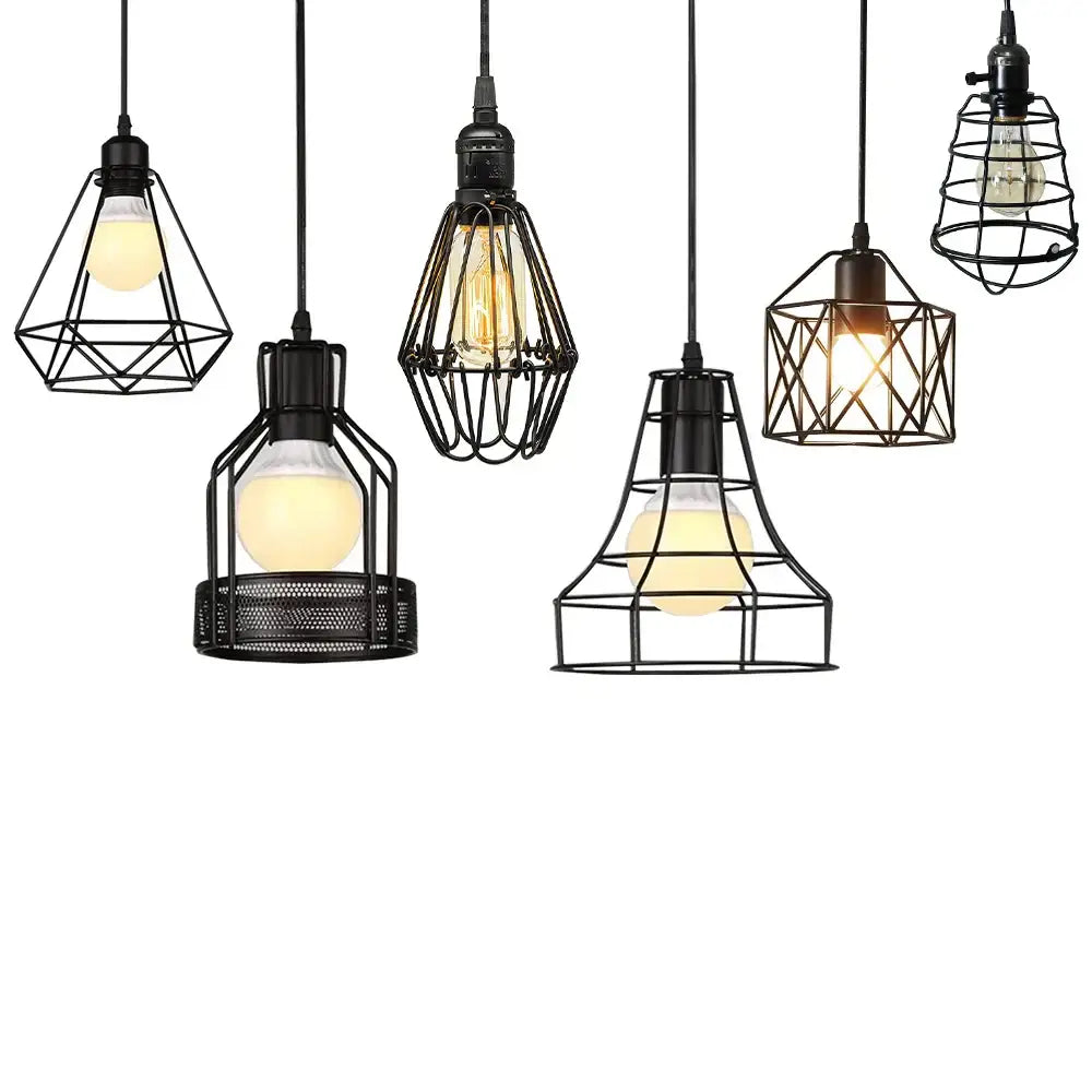 Geometric black metal chandelier kitchen wireframe pendant light featuring decorbites black metal cage with exposed bulbs