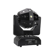 Black led mini moving head light with geometric multi-faceted design and beam strobe for party room use