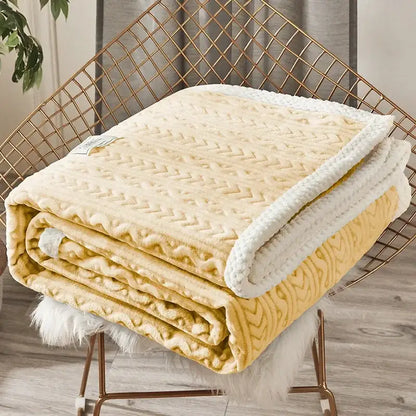 A cozy cream fleece flannel blanket with white border and chevron stitching for warm bedroom decorbites coral fleece