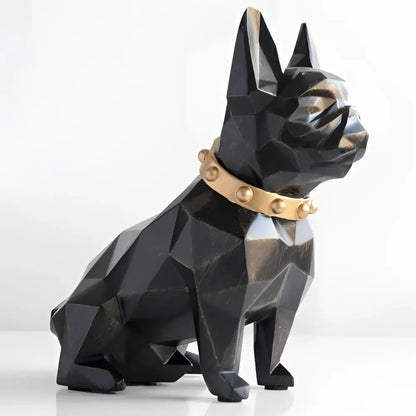 Black geometric french bulldog coin bank with gold studded collar by decorbites french bulldog bedroom decor