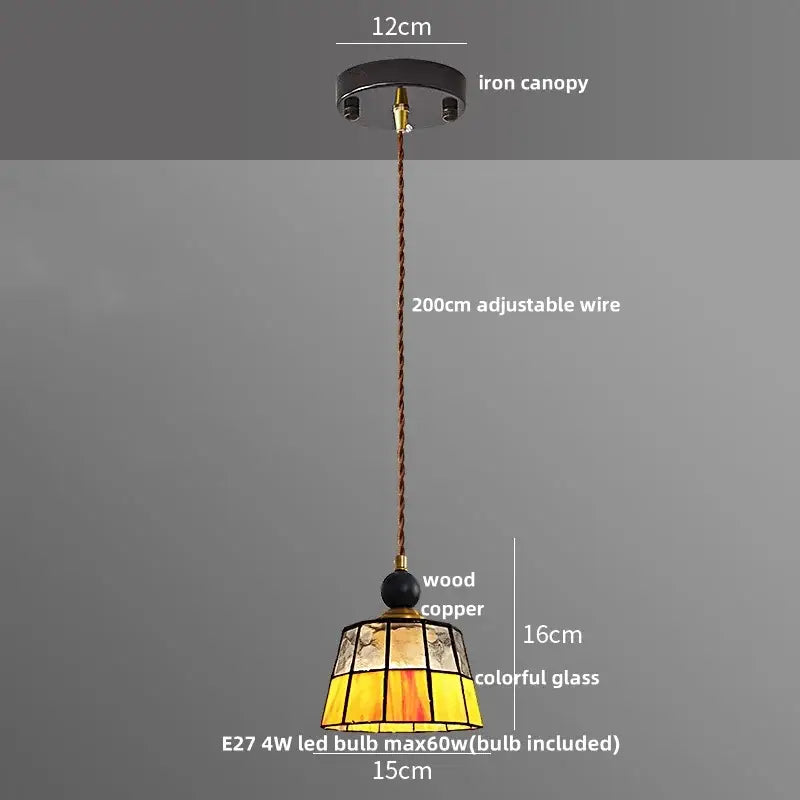 A warm-toned geometric brass and clear glass led pendant light with wooden and copper frame for dining room decorbites clear glass