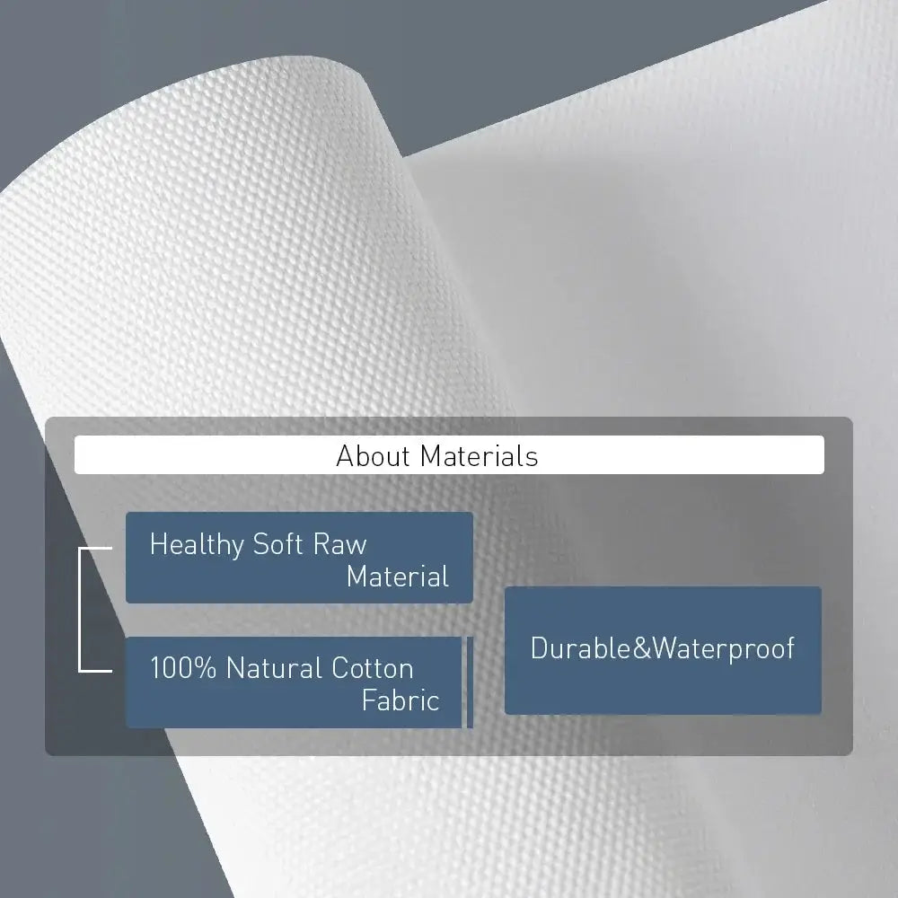 A roll of white textured 100% natural cotton fabric with durable waterproof finish for bauhaus geometric canvas prints home decor