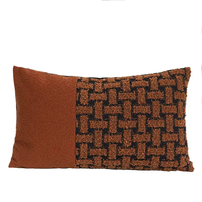 Rectangular cushion cover with textured black and gray woven pattern for decorbites caramel color velvet pillow