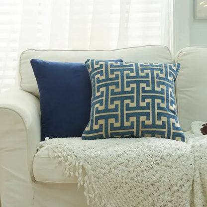 Beige and light blue blue and cream geometric chenille throw pillowcase perfect for living room decorbites geometric chenille
