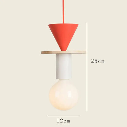A modern led wooden pendant light with a vibrant red shade and natural wood accent for bedroom decorbites decor