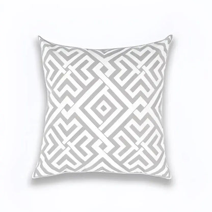 Gray and white geometric embroidered cotton cushion cover for living room decorbites geometric embroidered style