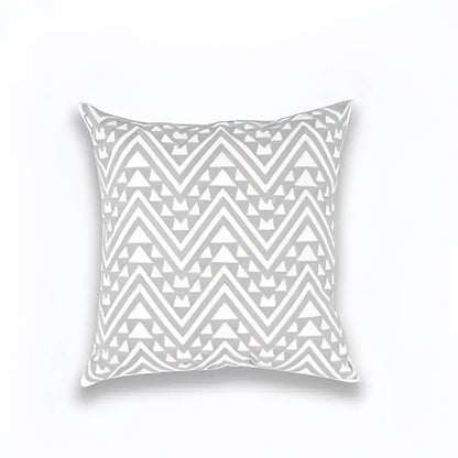 Gray and white geometric embroidered cushion cover made of light grey cotton for living room decorbites geometric embroidered